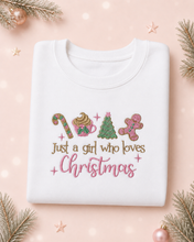 Load image into Gallery viewer, Adults Embroidered “Just a Girl Who Loves Christmas” Jumper