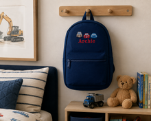 Load image into Gallery viewer, Personalised Children's Car Embroidered Backpack/Rucksack