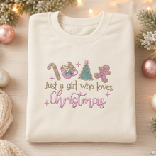 Load image into Gallery viewer, Adults Embroidered “Just a Girl Who Loves Christmas” Jumper