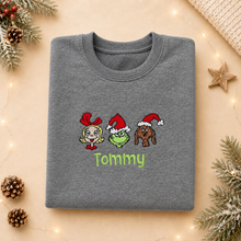 Load image into Gallery viewer, Children's embroidered Grinch Christmas Jumper