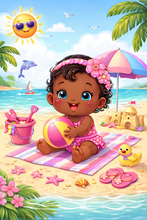 Load image into Gallery viewer, Personalised Childrens Girly Beach Tote Bag