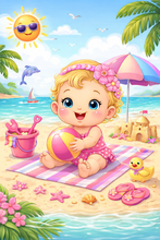 Load image into Gallery viewer, Personalised Childrens Girly Beach Tote Bag