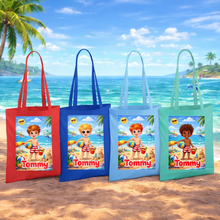 Load image into Gallery viewer, Personalised Childrens Boy Beach Tote Bag