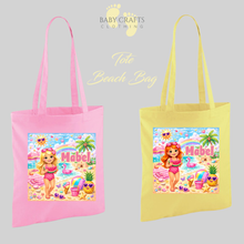 Load image into Gallery viewer, Personalised Childrens Girly Beach Tote Bag