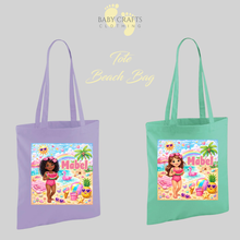Load image into Gallery viewer, Personalised Childrens Girly Beach Tote Bag