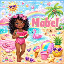 Load image into Gallery viewer, Personalised Childrens Girly Beach Tote Bag