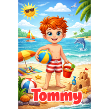 Load image into Gallery viewer, Personalised Childrens Boy Beach Tote Bag