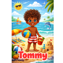 Load image into Gallery viewer, Personalised Childrens Boy Beach Tote Bag