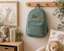 Load image into Gallery viewer, Personalised Children's Safari Embroidered Backpack/Rucksack