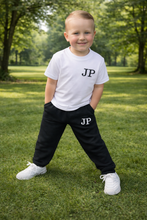 Load image into Gallery viewer, Personalised Children's Embroidered Jogger & T-Shirt Set (Various Colours)