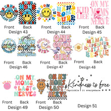 Load image into Gallery viewer, DTF TRANSFERS - PACK OF 10 - VARIOUS DESIGNS