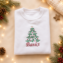 Load image into Gallery viewer, Children's Embroidered Christmas Dinosaur Tree Jumper