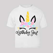 Load image into Gallery viewer, Birthday Girl Unicorn T-Shirt. (Various Colours Available)