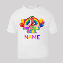Load image into Gallery viewer, Personalised Children's Girl's Birthday T-Shirt. (Various Colours Available)