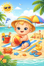 Load image into Gallery viewer, Personalised Childrens Boy Beach Tote Bag