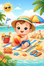 Load image into Gallery viewer, Personalised Childrens Boy Beach Tote Bag