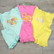 Load image into Gallery viewer, Children's Slogan Frill Short Set.