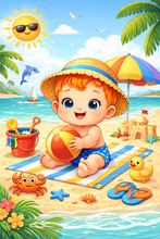 Load image into Gallery viewer, Personalised Childrens Boy Beach Tote Bag