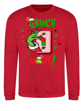 Load image into Gallery viewer, Adults Grinch Mode Christmas Jumper.