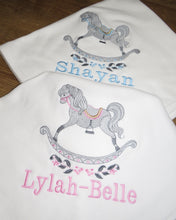 Load image into Gallery viewer, Personalised Embroidered Rocking Horse Baby Bundle