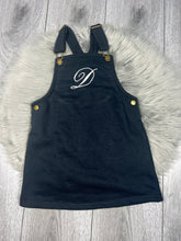 Load image into Gallery viewer, Perosnalised Children's Embroidered Dungaree Dress. Black