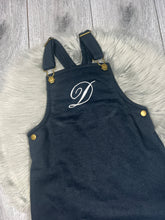 Load image into Gallery viewer, Perosnalised Children's Embroidered Dungaree Dress. Black