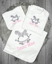Load image into Gallery viewer, Personalised Embroidered Rocking Horse Baby Bundle