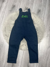 Load image into Gallery viewer, Personalised Children's Embroidered Dungarees. Navy