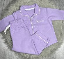 Load image into Gallery viewer, Embroidered Collared Pyjamas - Lilac