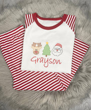 Load image into Gallery viewer, Personalised Embroidered Stripe Santa Christmas Pyjamas