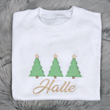 Load image into Gallery viewer, Personalised Children's Embroidered Christmas Tree T-Shirt