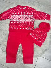 Load image into Gallery viewer, Red Christmas Fair isle 3 piece set
