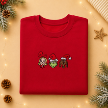 Load image into Gallery viewer, Children's embroidered Grinch Christmas Jumper
