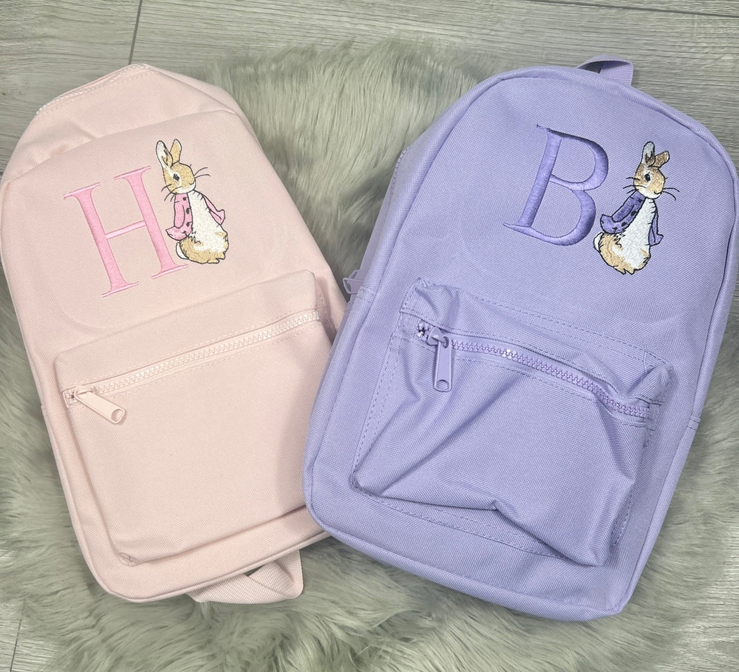 Personalised Embroidered Rabbit Initial Backpack
