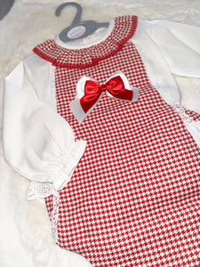 Red Bow Gingham Romper