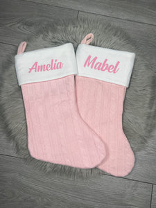 Personalised Pink Classic Knitted Stocking