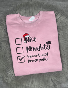 Adults Naughty Or Nice List Christmas Jumper.