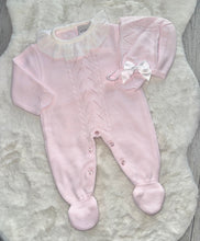 Load image into Gallery viewer, Pink Knitted Onesie and Bonnet

