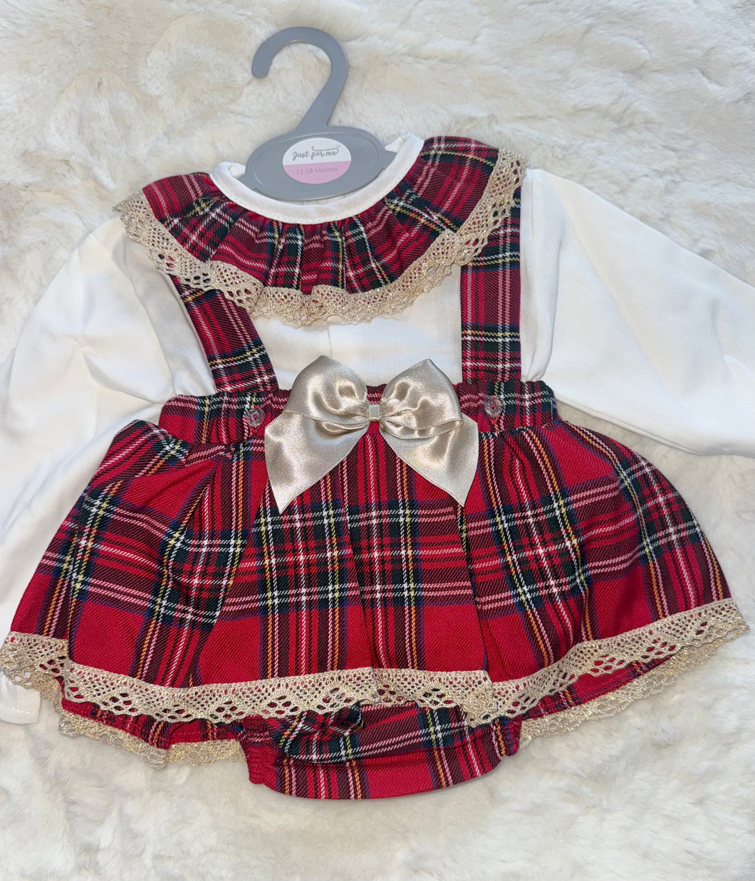 Red and gold tartan 2 piece romper
