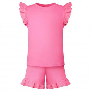 Children's Slogan Frill Short Set.