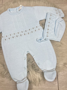 Boys Blue Zig Zag Onesie and Hat Set