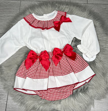 Load image into Gallery viewer, Red Check 2 piece Skirt Set
