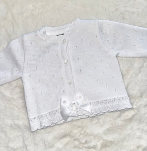 White Bow Baby Cardigan