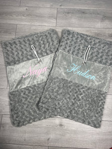 Personalised Grey Embrodiered Luxury Christmas Sack.