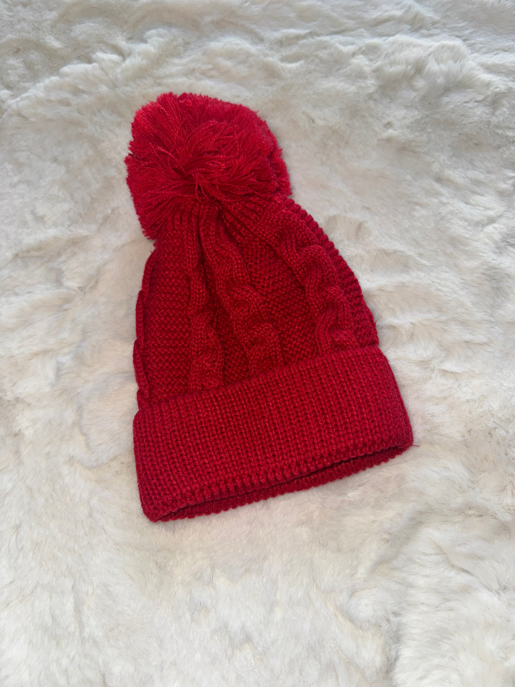 Red Single Pom Pom Hat
