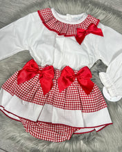 Load image into Gallery viewer, Red Check 2 piece Skirt Set
