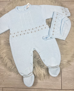 Boys Blue Zig Zag Onesie and Hat Set