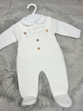 Load image into Gallery viewer, White Pique Collar Jumper &amp; Dungaree Baby Set

