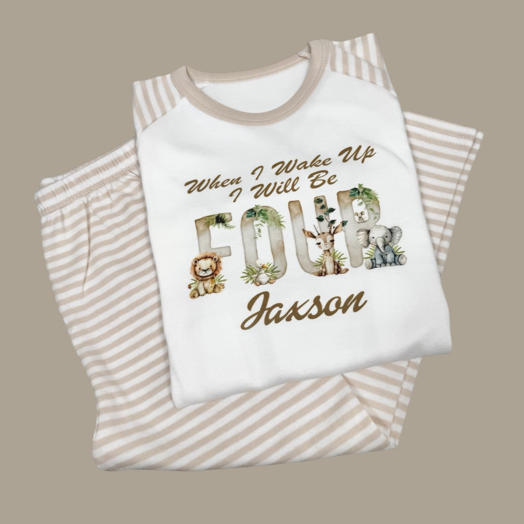 Personalised Children's Nude Safari Birthday Pyjamas