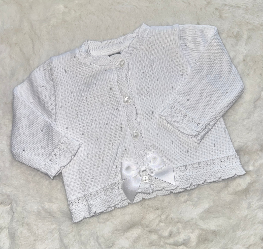 White Bow Baby Cardigan